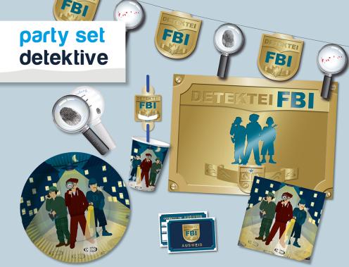 Image du produit DH-Konzept Set de décoration de fête Détective pour 8 enfants (36 pcs)
