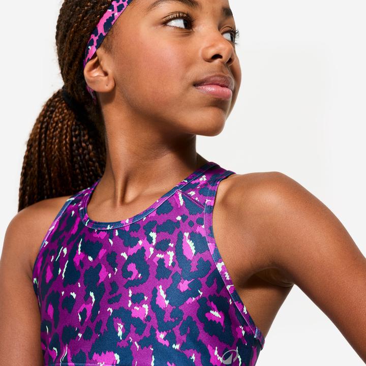 Produktbild Decathlon Sport-Bustier Mädchen atmungsaktiv - Leopardenprint violett