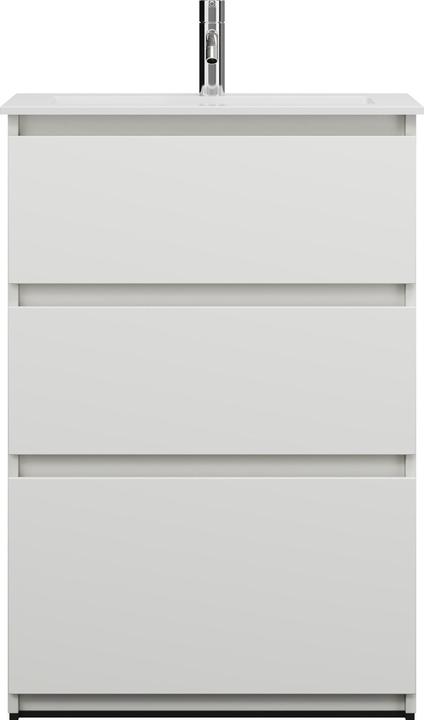 Immagine prodotto burgbad Lavabo in ghisa minerale Lin20 colore bianco opaco con mobiletto 3 cassetti, 620x365x902 mm