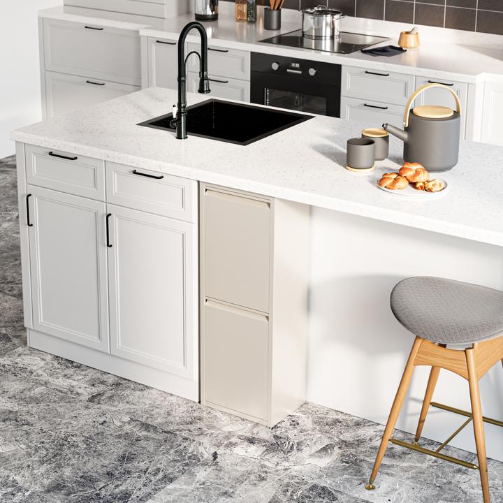 Produktbild En.Casa Mülltrennschrank Sollentuna Metall 2x14 L Pfefferweiss (28 l)