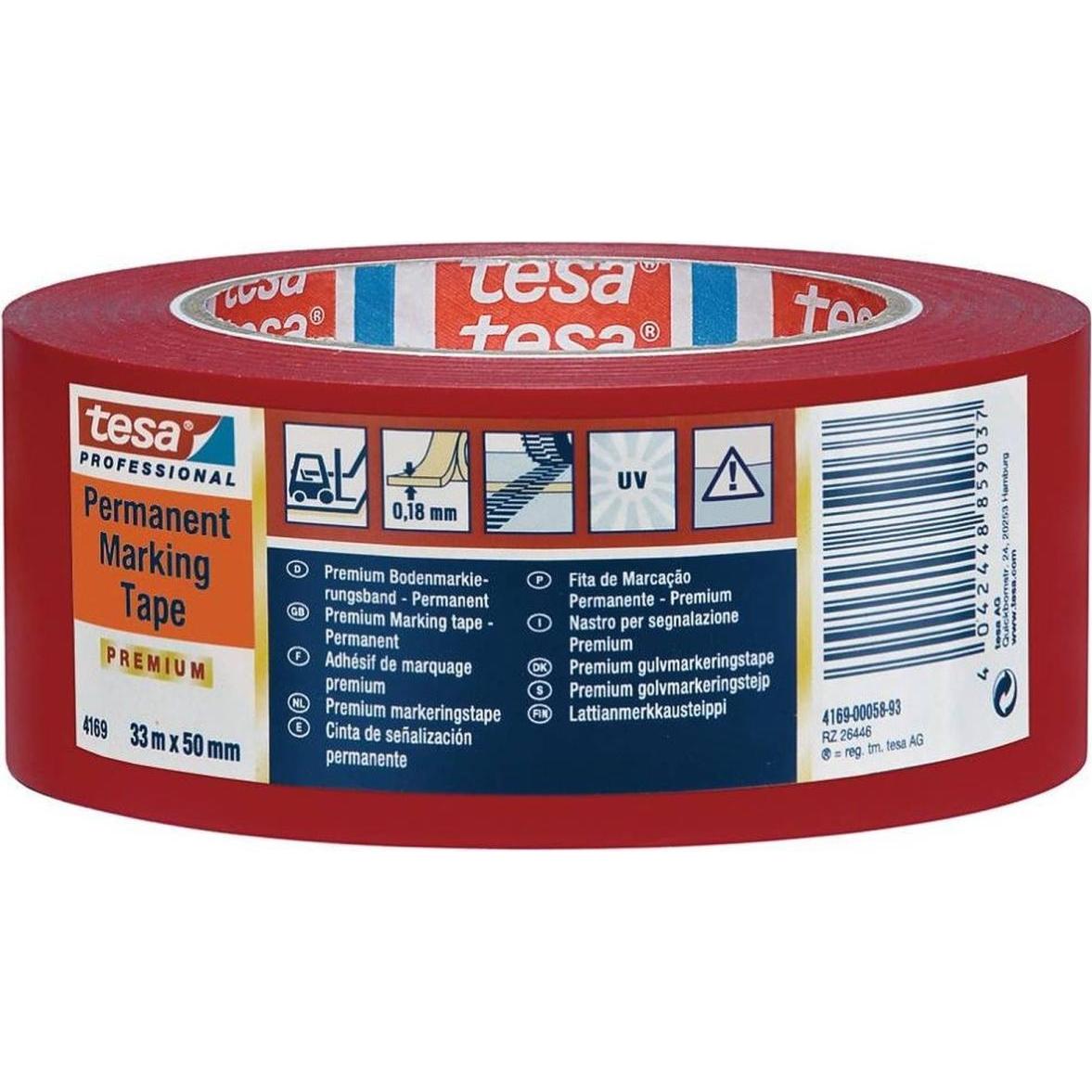 tesa, Klebeband,  Markierungsband 33m:50mm rot (50 mm)