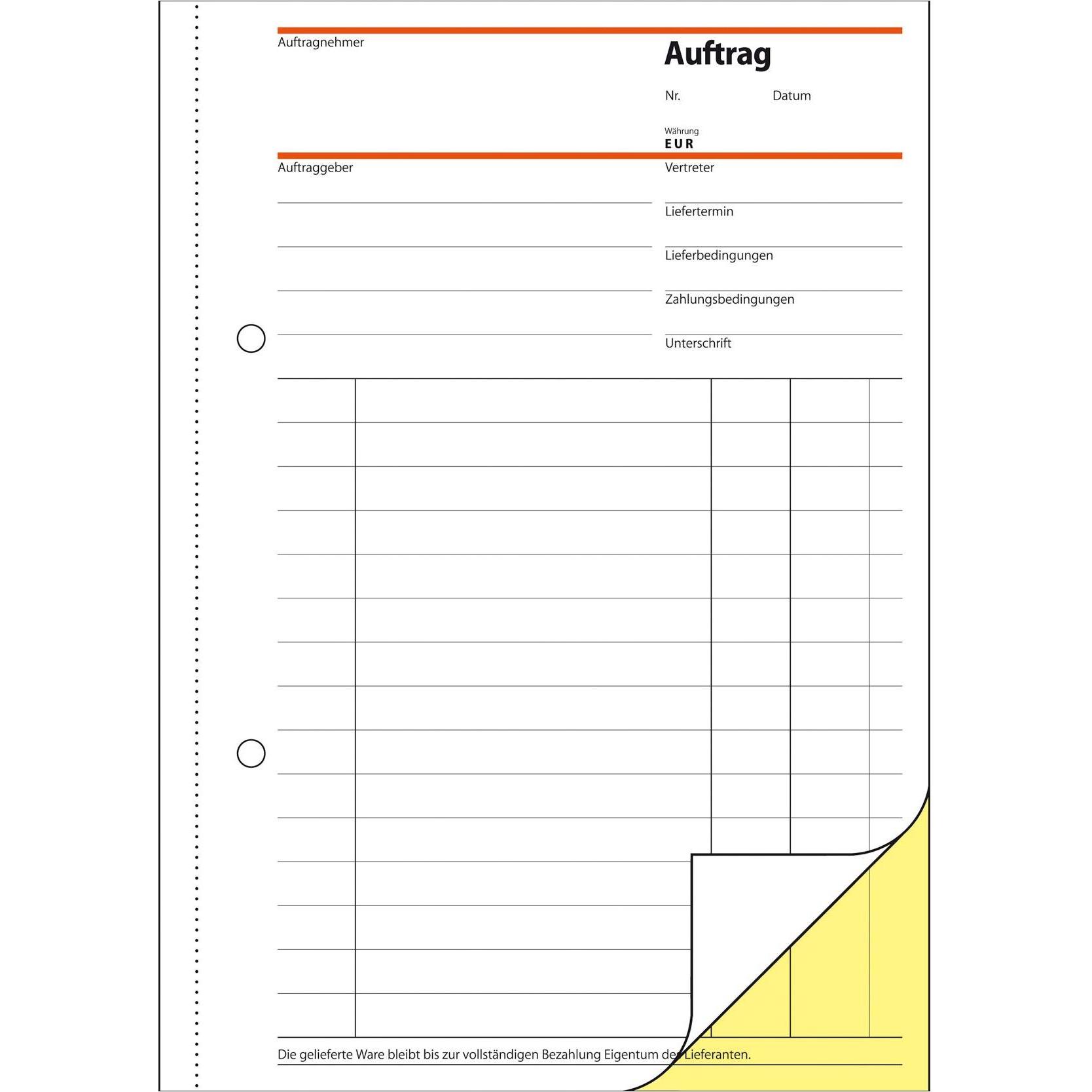 Sigel, Formular, Auftragsformular Papierformat: DIN A5 selbstdurchschreibend: Ja (40 x)