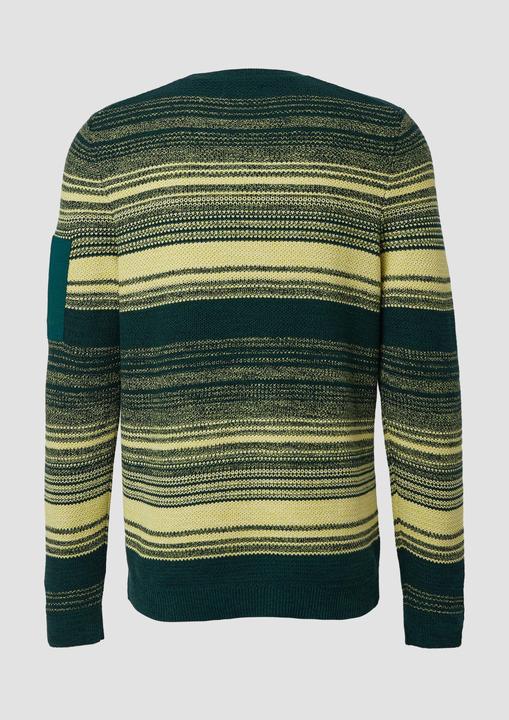 Produktbild s.Oliver Strickpullover Gestreifter Strickpullover aus Baumwolle mit Ärmeltasche (M)