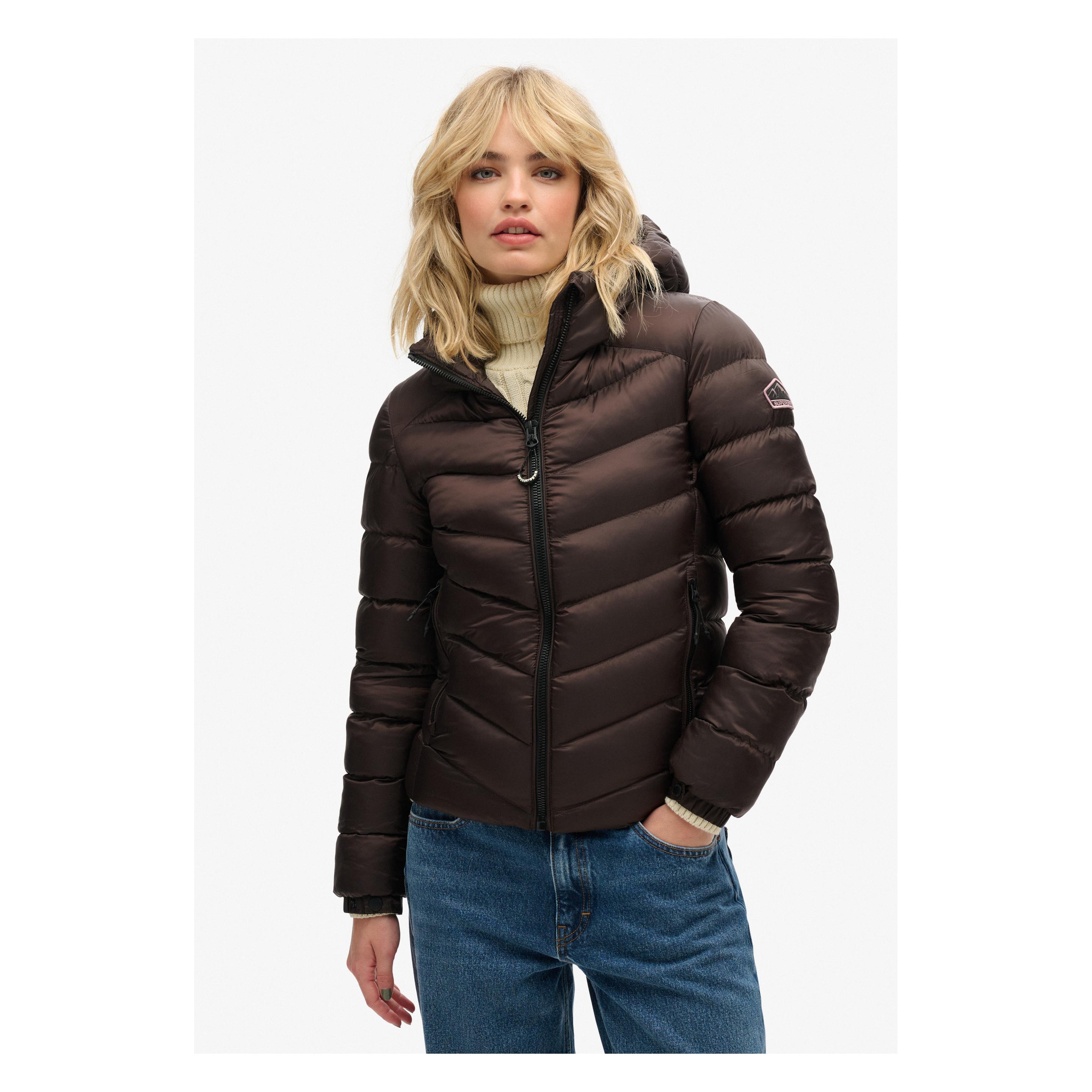 Superdry, Damen, Winterjacken, Daunenjacke Mit Kapuze, Damen Uperdry Fuji, Braun, (S)