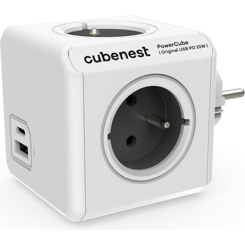 NoName, Adattatore da viaggio, Cubenest PowerCube Original USB A+C PD Grigio (1x USB-A, 1x USB-C)