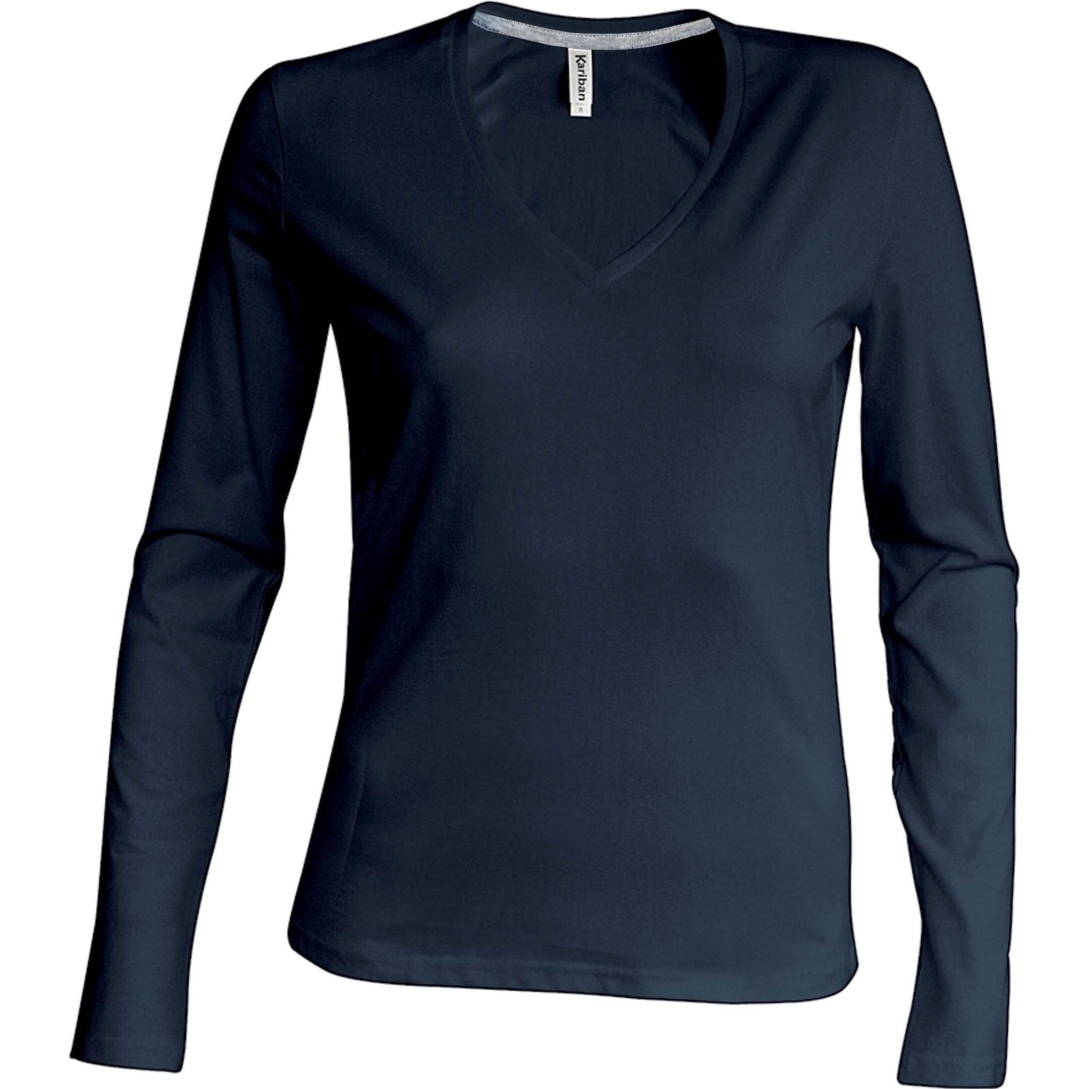 Kariban, Damen, Shirt, Col V, Grau, (L)