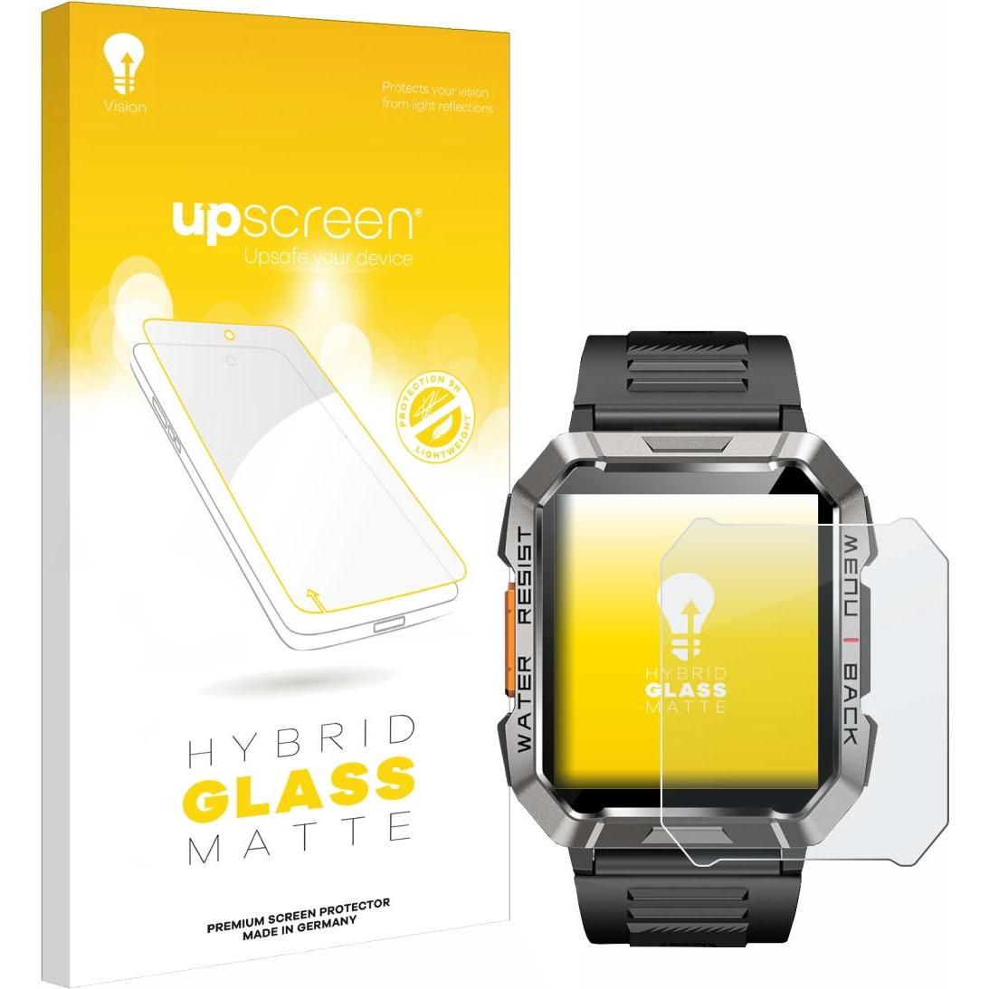 upscreen Schutzglas Schutzfolie Glas Folie Displayschutz matt, Smartwatch Schutzfolie, Grau