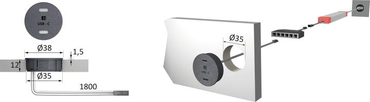 Actual product image Halemeier USB Einbau-Doppelsteckdose TYP C