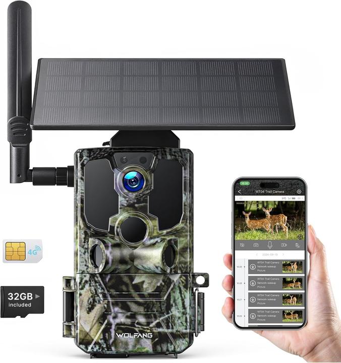 Actual product image Wolfang WT04 Solar Powered 4G Trail Camera