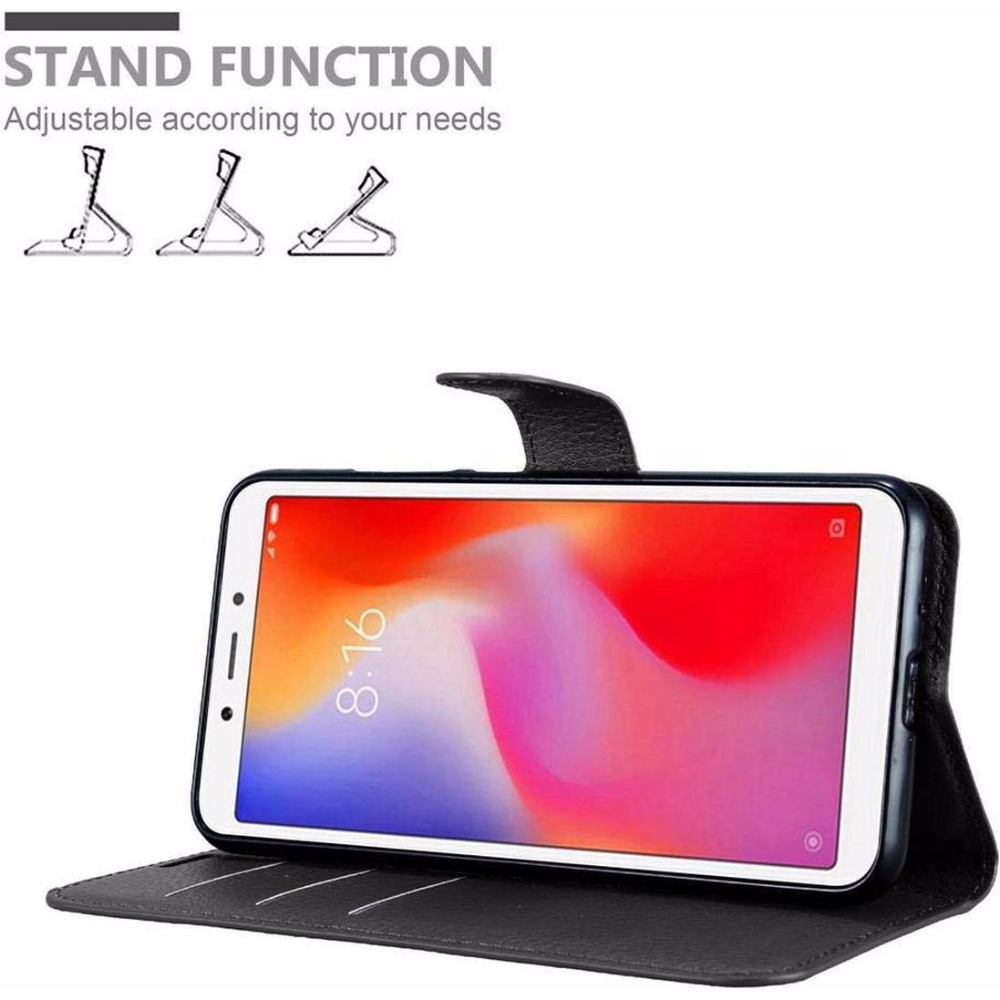 Thumbnail - Cadorabo Book mit Standfunktion Cover (Xiaomi Redmi 6A), Smartphone Hülle, Schwarz