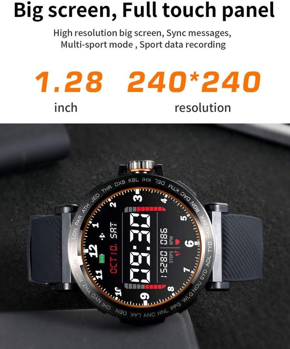 Actual product image Monkeylectric Full-Screen Touch Smart Watch with Heart Rate Monitor and IP68 Waterproof