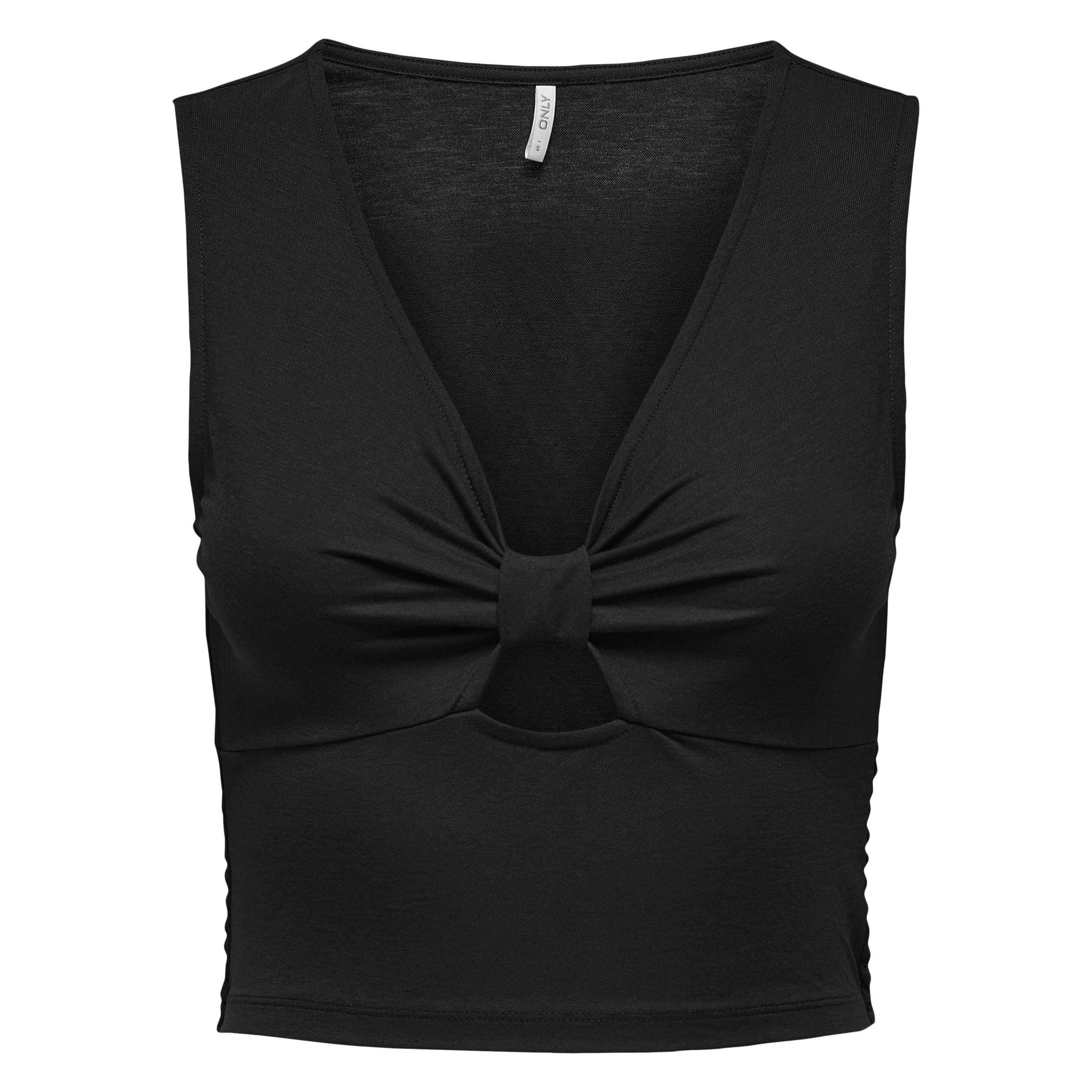 Only, Damen, Blusen, V-Ausschnitt Oberteil Ohne Ärmel, Schwarz, (S)
