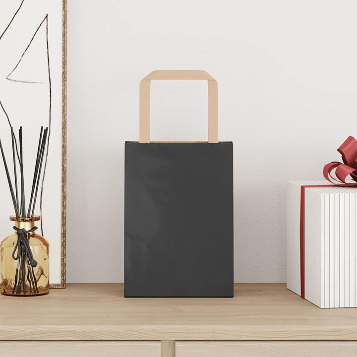Actual product image VidaXL Kraft paper bags 50 pcs. with handle black 15x8x21 cm paper bag (Gift bag, 50 x)