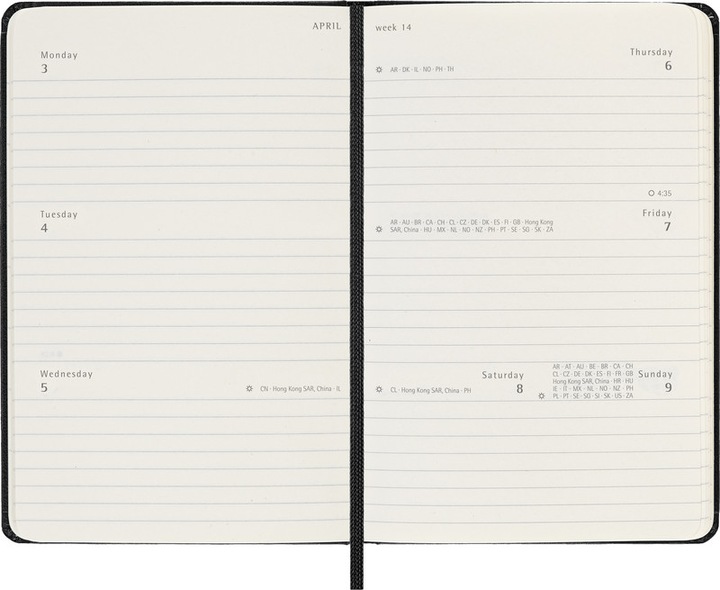 Immagine prodotto Moleskine Agenda tascabile settimanale con copertina rigida (9 x 14 cm, Inglese)