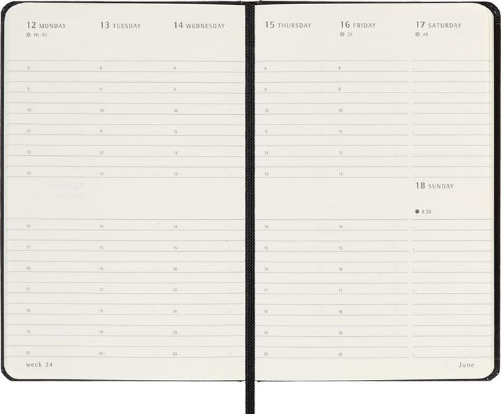 Image du produit Moleskine Agenda de poche Hard Cover Weekly (9 x 14 cm, Anglais)