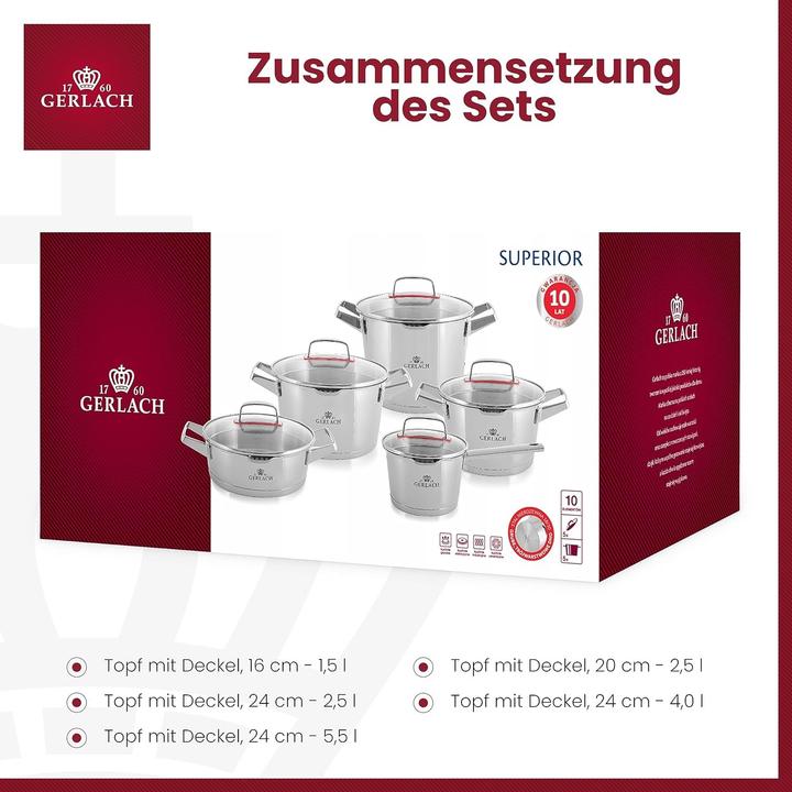 Actual product image Gerlach POT SET SUPERIOR 10 e. (Pan set + pot set)