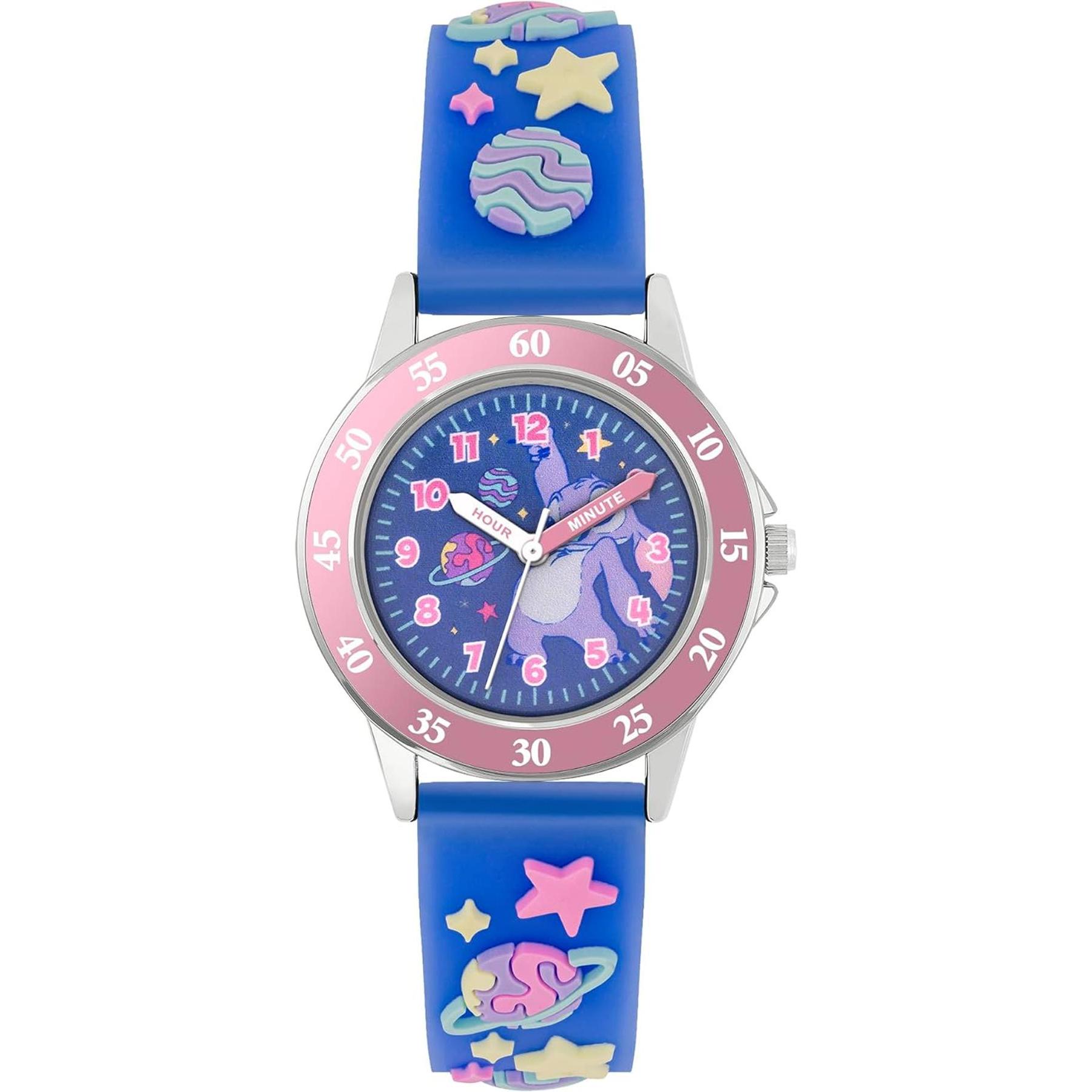 Disney, Armbanduhr, Stitch Time Teacher LAS9020 Armbanduhr, analog, Galaxiearmband, Violett, violett, Modern, Violett, (...