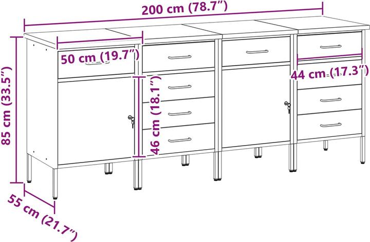 Image du produit vidaXL Établi (55 cm, 200 cm)