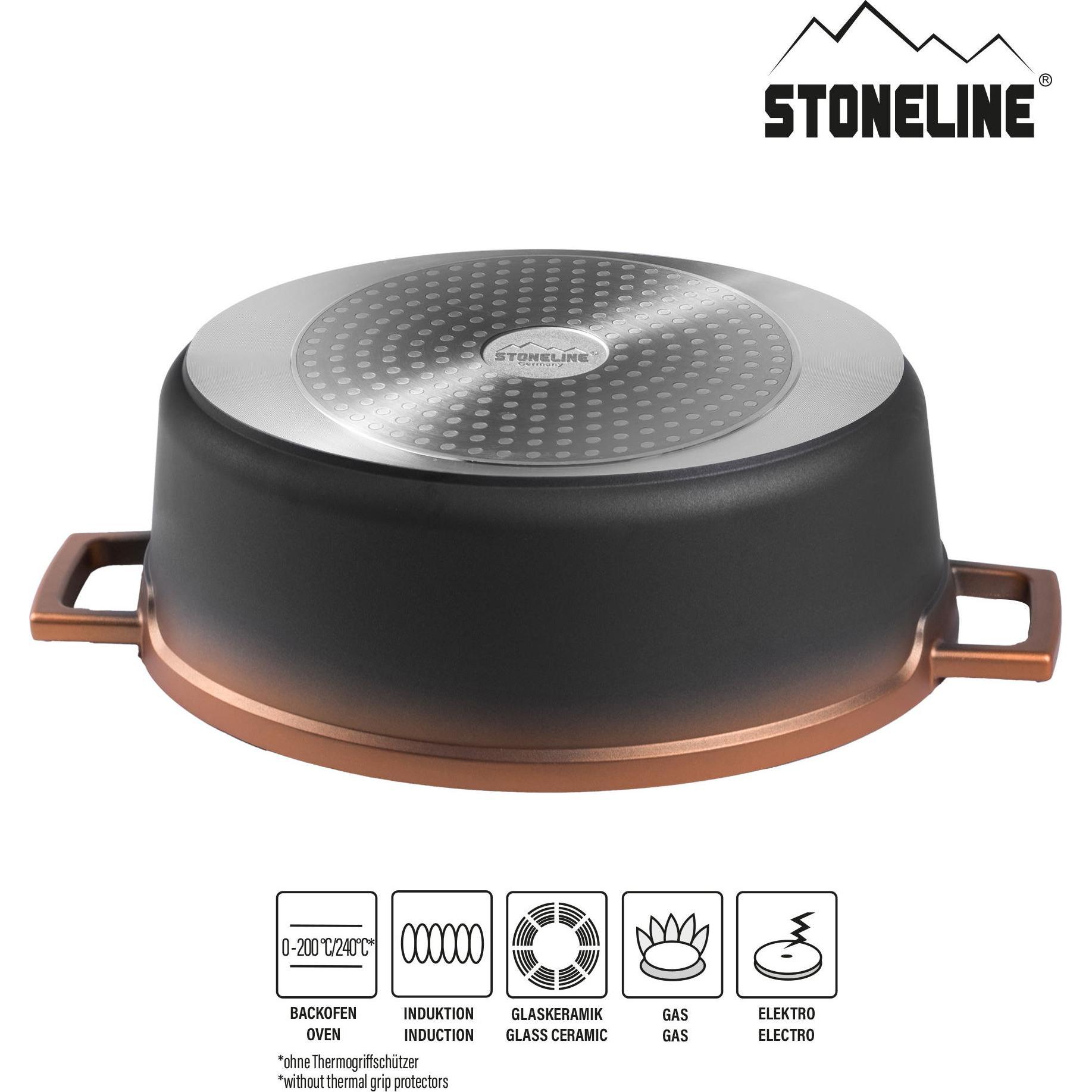 Thumbnail - Stoneline Roségold Gourmet Bräter 32x25 cm mit Deckel, Backofen und Induktion geeignet, Antihaft, Pfanne + Kochtopf, Gol...