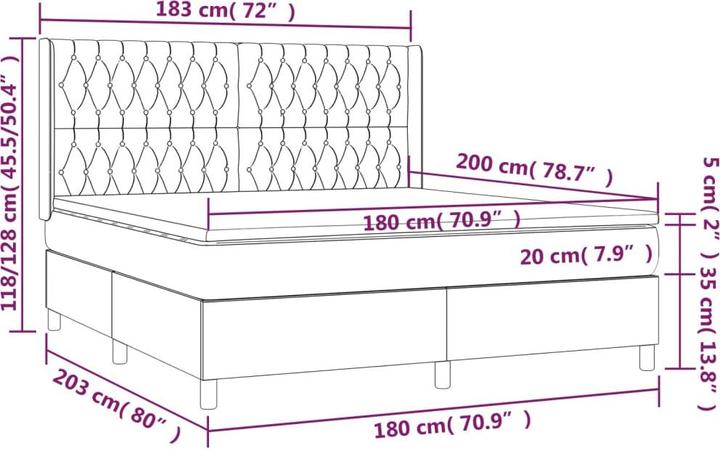 Produktbild vidaXL Boxspringbett (180 x 200 cm)