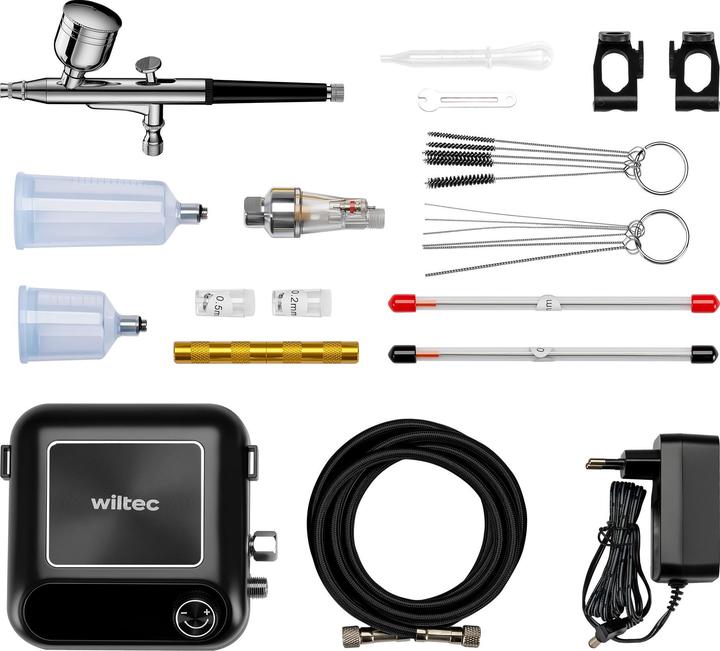 Wiltec Compressor accessories set 2.8 bar airbrush set 12V compressed air air brush