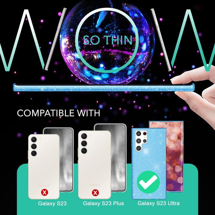 Produktbild Nalia Glitzer Silikon Hülle mit 2x Displayschutz (Samsung Galaxy S23 Ultra)