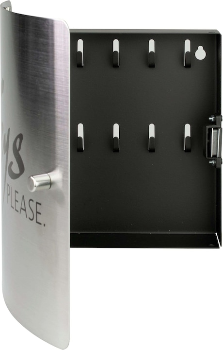 Actual product image Burg Wächter Motif key box "Keys PLEASE", 10 hooks Stainless steel door with lettering, black st