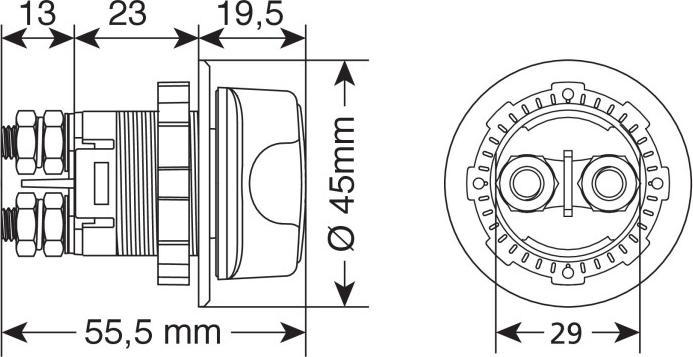 Actual product image Lampa Disconnect switch for battery with three positions, 12/32V