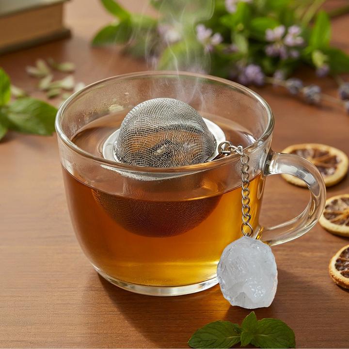 Actual product image Gewürzladen Näfels Teesieb mit Bergkristall-Anhänger, Teeei, Teekugel, Gewürzsieb