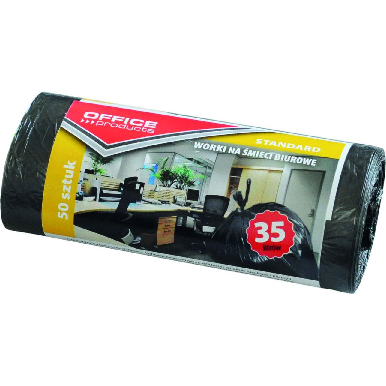 Office Products Fodere per bidoni, standard (hdpe), 35l, 50 pezzi, nero, Sacchetti spazzatura, Nero
