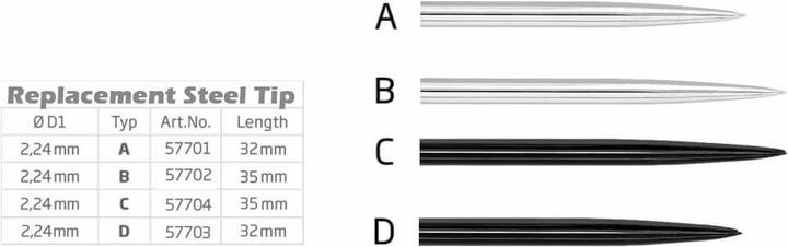 Bull's Dartspitzen medium silber für Steeldarts