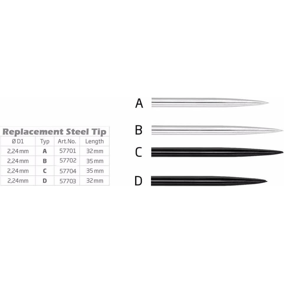 Bull's Dart tips argento corto per freccette in acciaio