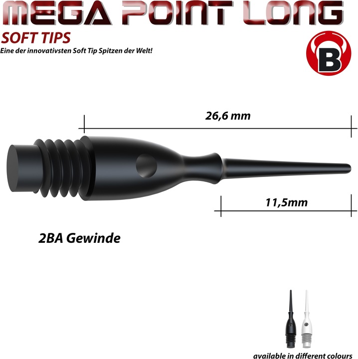 Produktbild Bull's Mega Point Tips Long 6mm(2BA)