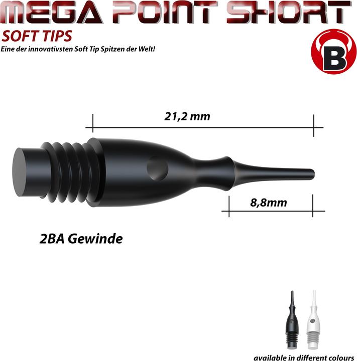 Actual product image Bull's Mega Point Tips Short 6mm(2BA)