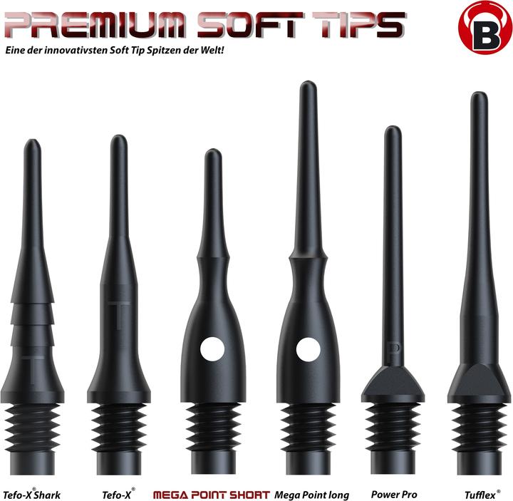 Actual product image Bull's Mega Point Tips Short 6mm(2BA)