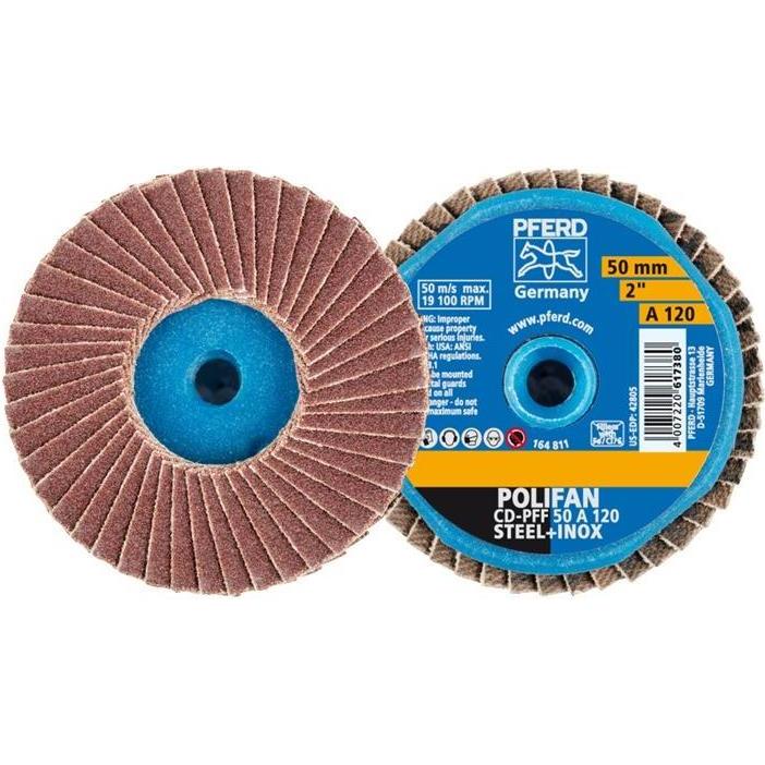 Pferd, Schleifmittel, Fächerschleifscheibe COMBIDISC-Mini-POLIFAN Ø 50 mm Körnung 120 19100 min-¹ (120)