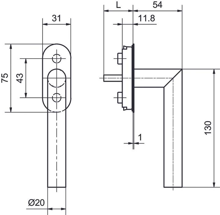 Actual product image Glutz Window handles Piatto 50001/51105 PF