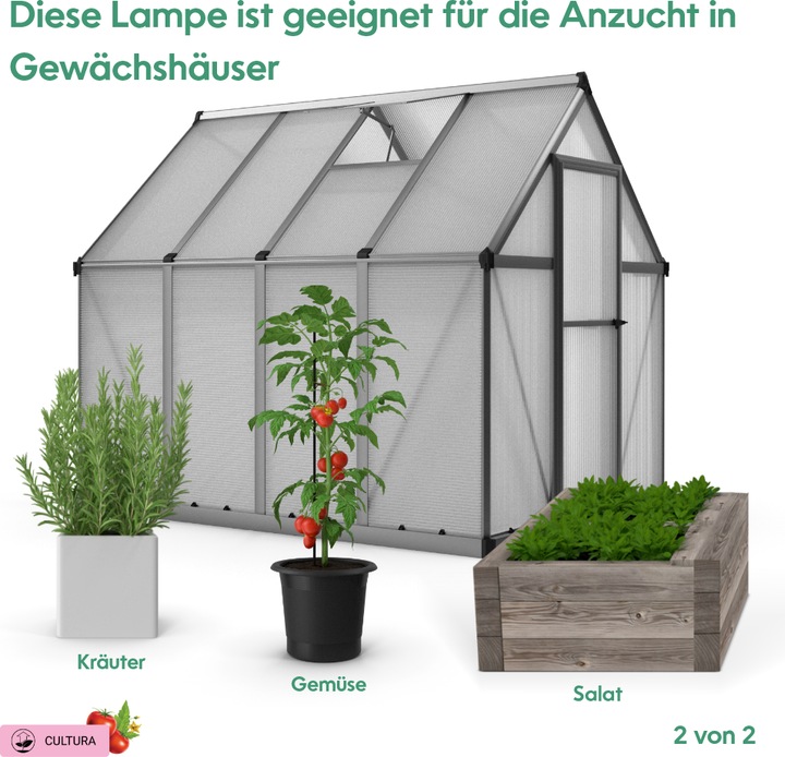 Actual product image Parus by Venso plant fitting GrowLight Quattro 60W, stimulation of photosynthesis and chlorophyll fo (LED, 245 V)