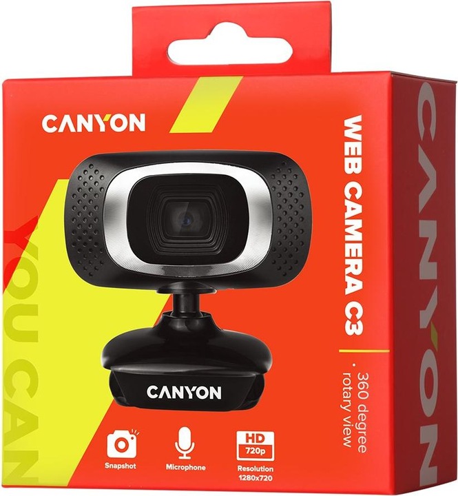 Actual product image Canyon CNE-CWC3N Webcam 2 MP 1980 x 1080 Pixel USB 2.0 Black (2.10 Mpx)