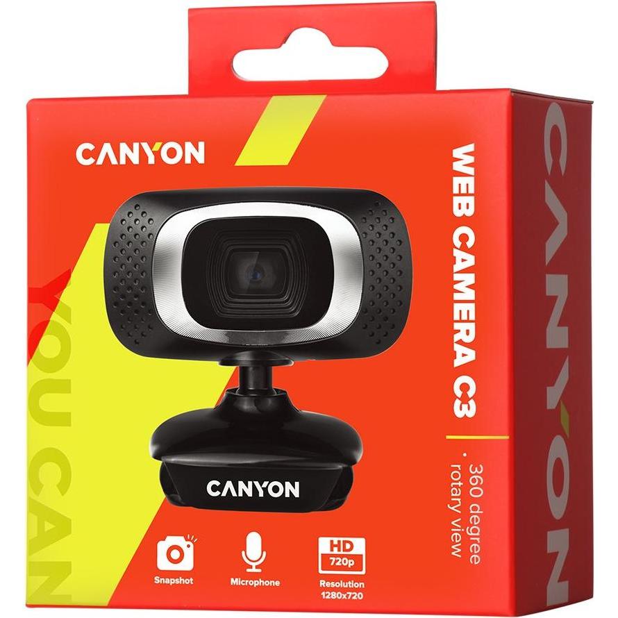 Thumbnail - Canyon CNE-CWC3N Webcam 2 MP 1980 x 1080 Pixel USB 2.0 Schwarz (2.10 Mpx), Webcam, Schwarz, Silber