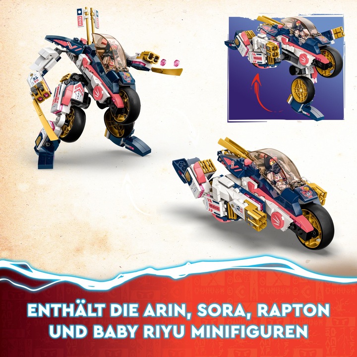 Actual product image LEGO Ninjago Sora's Mech transforms into a racing bike (71792). (71792, LEGO Ninjago)