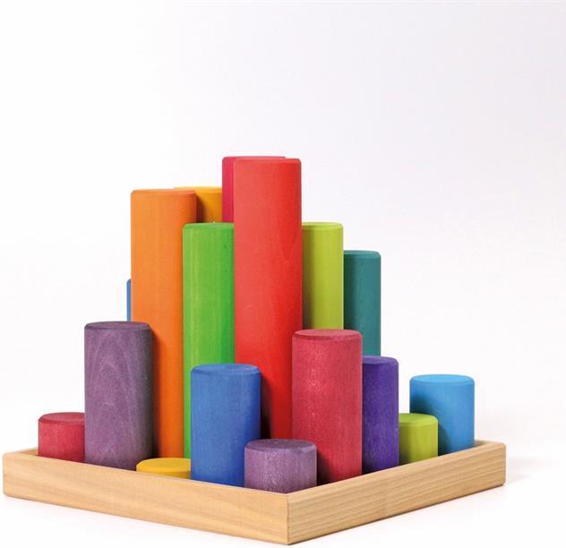 Produktbild Grimm's 10173 Grosse Bauwalzen Regenbogen