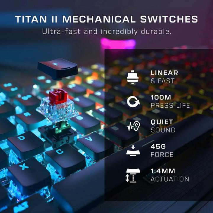 Actual product image Turtle Beach - Clavier de jeu mécanique RGB Filaire Vulcan II Noir - Disposition Qwerty US (US, Cable)