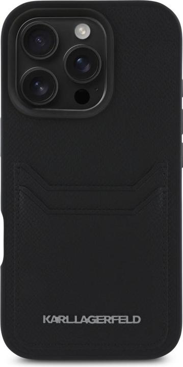 Produktbild Karl Lagerfeld Case HC Grained PU Cardslot Metal Elong for iPhone 16 Pro Max black (Apple iPhone 16 Pro Max)