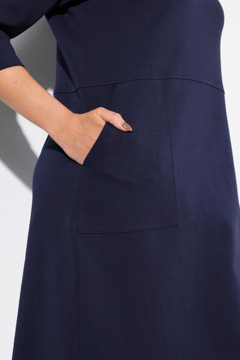 Produktbild Ulla Popken Punto-Sweatkleid, Rundhals, 3/4-Arm, Taschen (62)