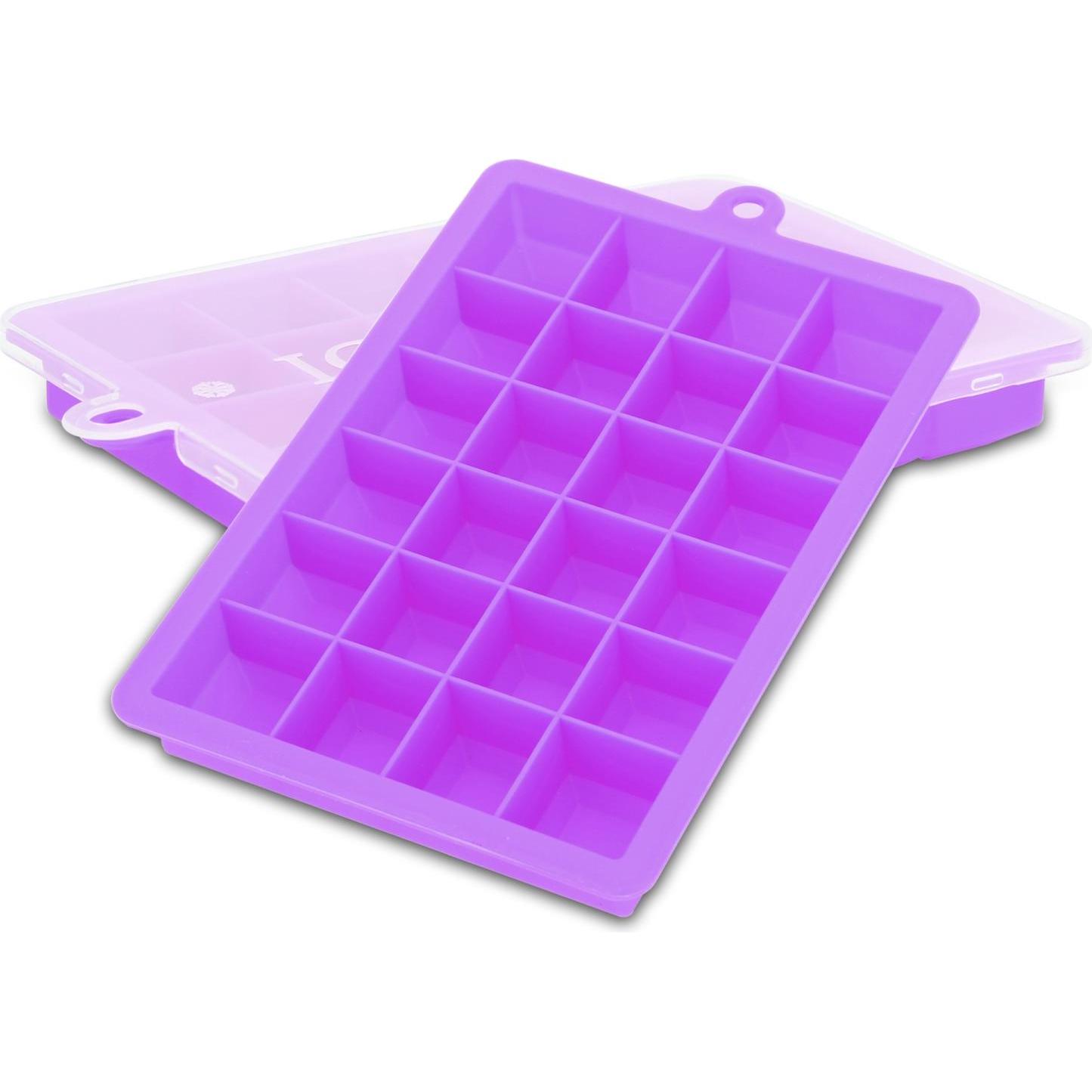 Intirilife 2x Eiswürfelformen 2er Set à 24 Fächer, Eisherstellung, Violett
