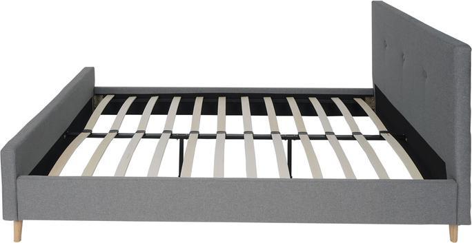 Actual product image Swisshandel24 Upholstered bed HWC-J98, bed double bed bedstead with slatted frame, solid wood 160x200cm grey (160 x 200 cm)