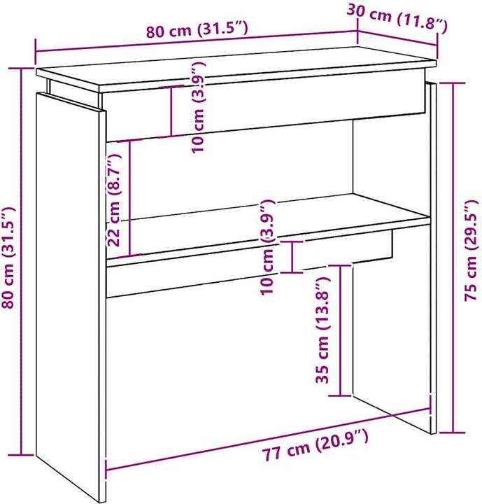 Image du produit vidaXL Konsolentisch (30 x 80 x 80 cm)