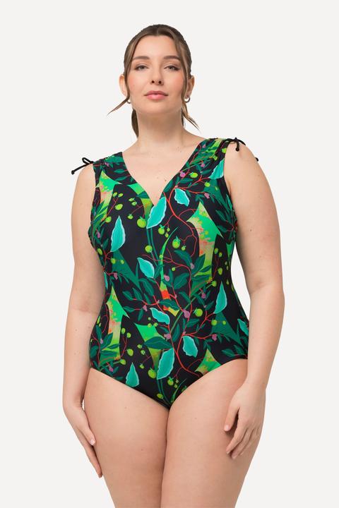 Immagine prodotto Ulla Popken Costume da bagno con foglie, spalle arricciate e coppe morbide (42)