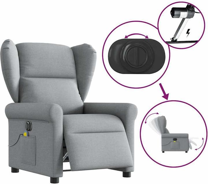 Produktbild VidaXL Massagesessel Elektrisch Hellgrau Stoff
